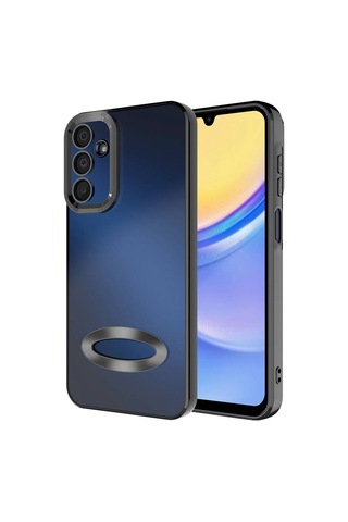 Samsung Uyumlu Galaxy A15 Kılıf Kamera Korumalı Logo Gösteren Zore Omega Kapak Siyah