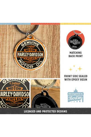 Nostalgic-art Retro Anahtarlık, Çap 4 Cm, Harley Genuine Motor Oil / Orijinal Harley-davidson Lisanslı Ürün Ol Altın
