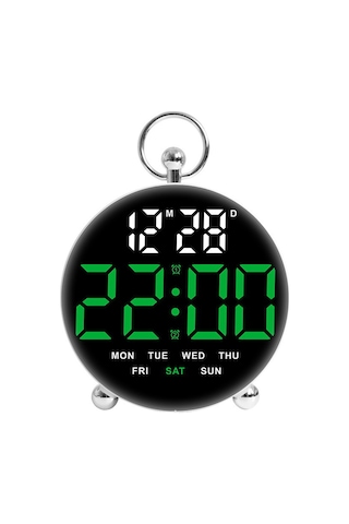 8029 Led Dijital Çalar Saat Çok Fonksiyonlu Öğrenci Elektronik Masa Saati Büyük Ekranlı - Yeşil Yeşil