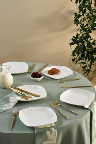 Karaca Tonny 6 Parça Opal Pasta Takımı Beyaz 19 Cm Şeffaf