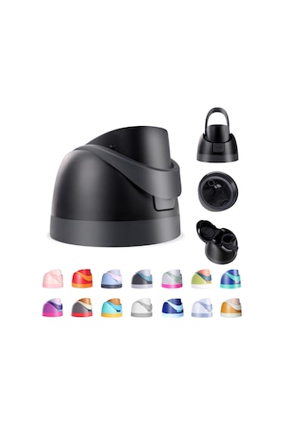 Geeroyoo Sıcak/soğuk İçecekler İçin防漏 Pp Materyal Su Bardakı Değişim Kapak 16/24/32/40 Oz Uyumlu, Tek Tuş Açılış, Siyah Siyah