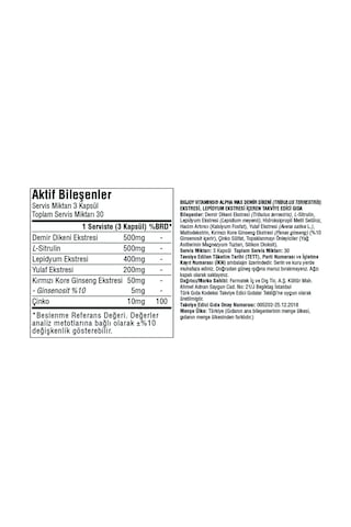 Alpha Max Tribulus Terrestris , Lepidyum Ekstresi 90 Kapsül