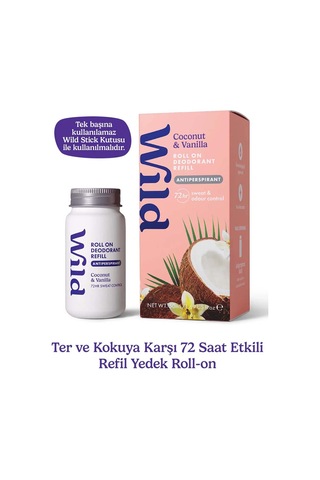 Wild Antiperspirant Roll On Coconut & Vanilla Refill Deodorant Yedek Dolum