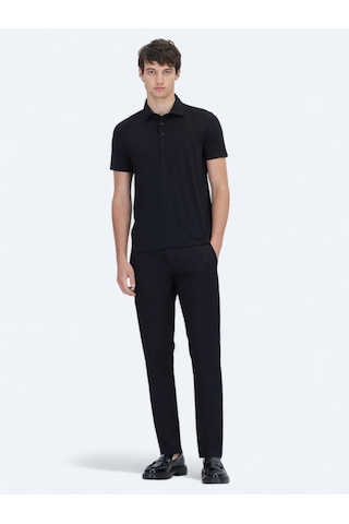 Siyah Düz Polo Yaka T-shirt Siyah