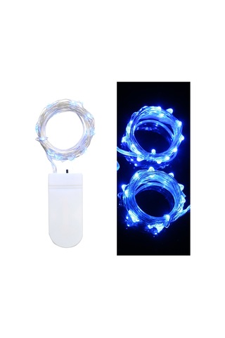 Hombey 2 Metre Mavi Led Işık Zinciri, Taşınabilir Bakır Tel, 20 Ledli, Ip65 Su Geçirmez, Pil Dahil Değil Mavi