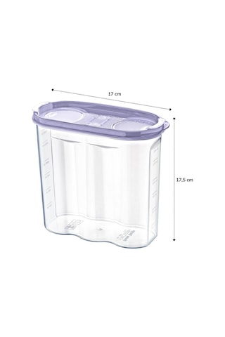 2 Kapaklı Ölçekli Erzak Kuru Gıda Saklama Kutusu Kabı - 1,7 Litre Diğer