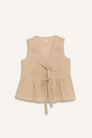 Defacto Regular Fit Brode Önden Bağlamalı Plaj Üstü-fall İn Love E4263ax25smbg387 Bej