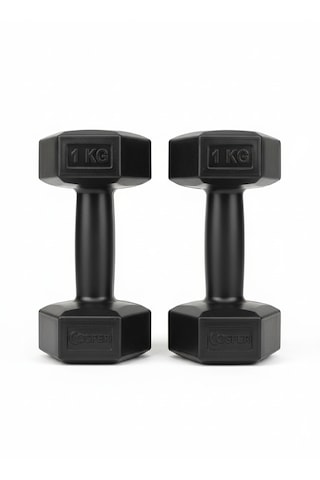 1 Kg + 1 Kg Plastik Dambıl 1 Kilo Siyah Renk