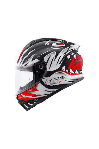Givi 50.x Sharkbite Motosiklet Kaskı Beyaz - Mat Siyah - Kırmızı