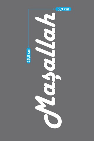 Beyaz Maşallah Yazılı Araç Sticker 21x29 Cm, Oto Sticker, Araba Sticker