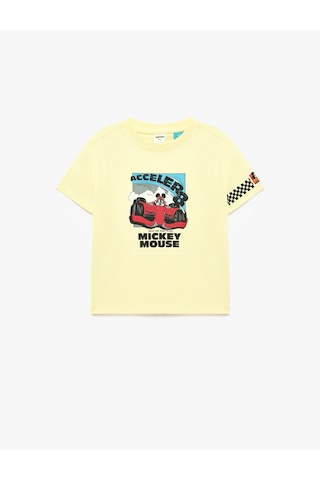 Koton Mickey Mouse Baskılı Pamuklu Kısa Kollu Lisanslı Tişört Sarı 6smb10227tk