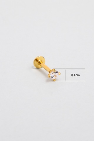 Zirkon Işıltısı 18 Ayar Sarı Altın Kaplama Gümüş Tragus-helix Piercing Sarı