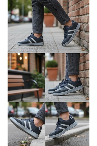 Fore Sport Erkek Günlük Yürüyüş Spor Ayakkabı Suni Deri, Hafif, Rahat, Darbe Emici Sneaker Lacivert Beyaz