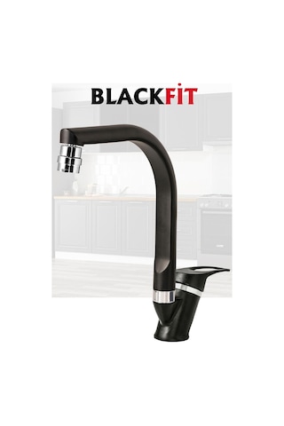 Siyah Mix Mutfak Bataryası Oynar Başlıklı Mutfak Musluğu Eviye Bataryası Çift Su Girişli Siyah