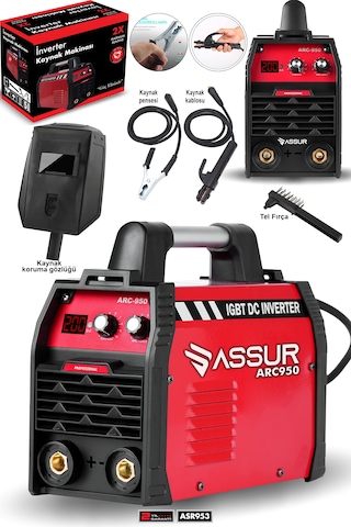 Assur Profesyonel Asr953 250 Amper Dijital Göstergeli İnverter Çanta Kaynak Makinesi Kırmızı