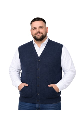 Battalmoda Erkek Büyük Beden Melanj Lacivert Cepli Triko Yelek 3xl-4xl-5xl-6xl