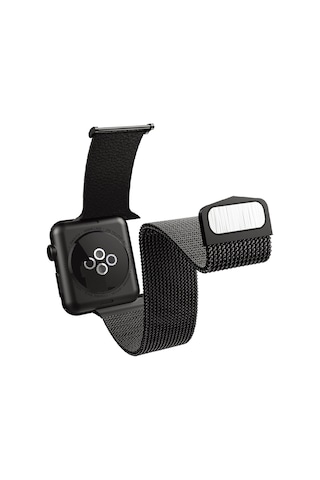 Watch 42mm Uyumlu Metal Hasır Kordon Raptic Hybrid Serisi Siyah Siyah
