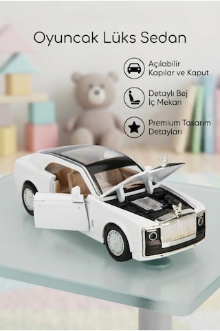 Rolls-royce Phantom 1:36 Ölçekli Metal Model Araba - Işıklı Ve Sesli Kapıları Açılan Araba Beyaz