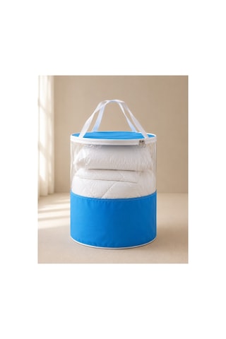 Kazak Tişört Hurcu Fermuarlı Kulplu Kıyafet Saklama Çantası Dolap Düzenleyici Organizer Mavi