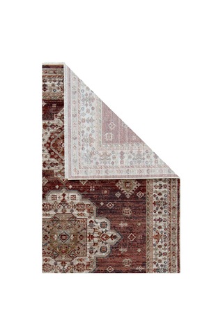 Dekorenti Otantik 2609 Kırmızı Halı Madalyon Desenli Vintage Halı