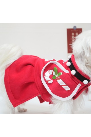 Vkemall Kırmızı Noel Köpek Mantosu, Polyester, L Beden Göğüs:48cm, Sırt:35cm, Boyun:36cm