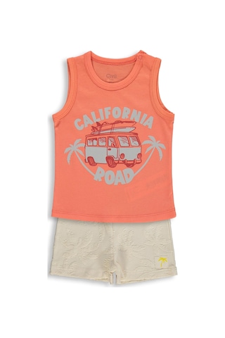 Civil Baby California Road Baskılı 6-18 Ay Takım - Kırmızı Mercan
