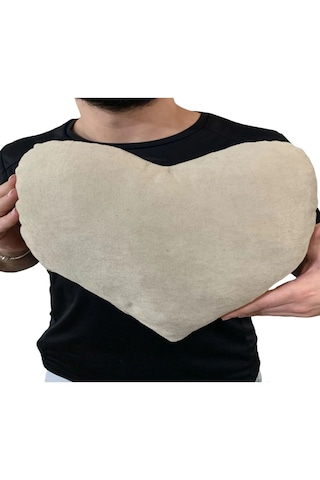 Ruxwoiw Kalp Yastığı %100 Pamuklu %100 Boncuk Elyaf - Bej