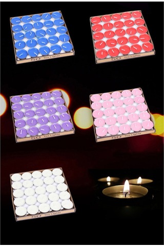 Çay Işığı Mumlar 50'li Pakette Kokusuz Tealight Mumlar Romantik Aşk Mumları Ev Dekorasyonu Düğün Doğum Günü İçin Toplu Mavi