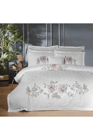 Sarev İlay Çift Kişilik %100 Pamuk Saten "300 Tc" Nevresim Takımı Gri Gri