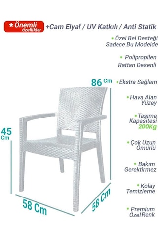 Zeugma Rattan Kollu Sandalye Koltuk Beyaz Beyaz