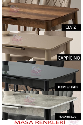 Mini 60 X 100 Milano Koyu Gri Mdf Ortadan Açılır Masa 4 Adet Simge Sandalye