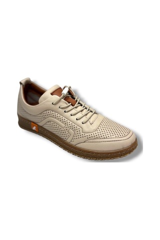 Malawi 3630-26 Hakiki Deri Lazerli Ultra Soft Anatomik Casual Kadın Ayakkabı Bej