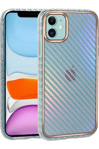 Apple Uyumlu iPhone 11 Kılıf Desenli Parlayan Transparan Zore Avva Kapak NO8