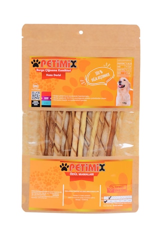 Petimix Burgu Kuzu Derisi Çiğneme Kemikleri Köpek Ödülü 100 G