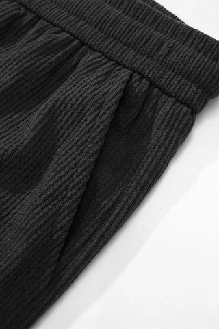 Genius Store Genıus Erkek Pantolon Fitilli Kadife Bol Paça Oversize Pantolon Siyah