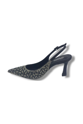 Desire 5011-26 Taşlı Mozaik Desenli İnce Topuk Kadın Stiletto 8,5cm Siyah