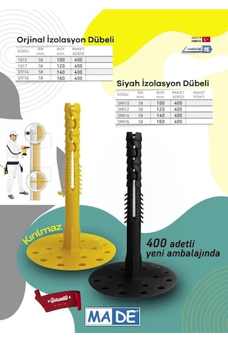 Made Siyah İzolasyon Strafor Dübeli - Boy: 160 - 40 Adet