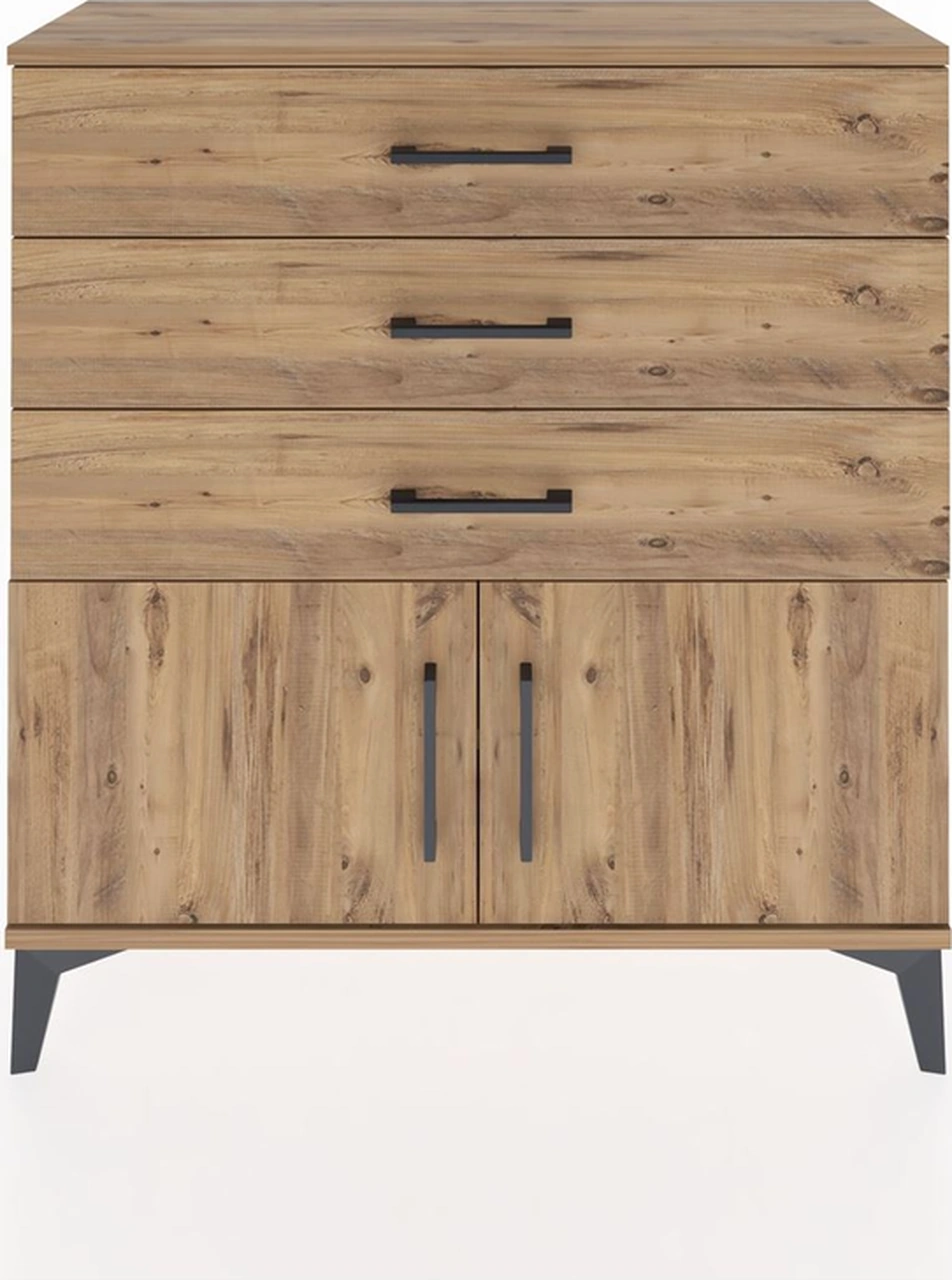 Arges Şifonyer Tek Raflı 3 Çekmeceli 2 Kapaklı 88x30x96 Çam-çam Çam