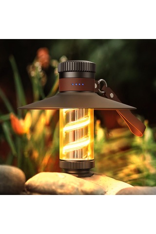 Padalink 4 Aydınlatma Modlu Usb Şarjlı Taşınabilir Su Geçirmez Kamp Feneri Ve Çadır Aydınlatma Lambası Siyah