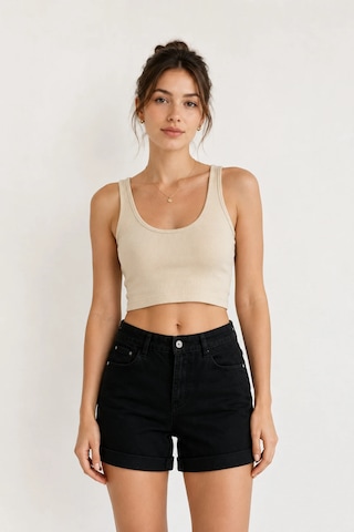 Layal My Beauty Kadın Jeans Kot Şort Ters Paça Detaylı Yüksek Bel Esnek Günlük Denim Kot Şort Yeni Sezon New1 Siyah