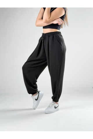 Cocopelli Pileli Siyah Kadın Jogger Pantolon Coc2849 Siyah