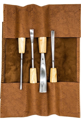 Rox Wood 0127 Deri Çantalı Premium Iskarpela Seti 4 Parça
