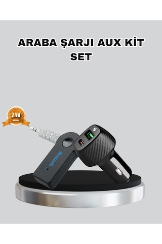 Aux Bluetooth Adaptör Ve 38w Hızlı Araç Şarj Cihazı Seti