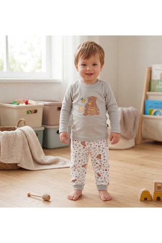 Motherlove %100 Organik Bebek Pijama Takımı 3 - 36 Ay Gri