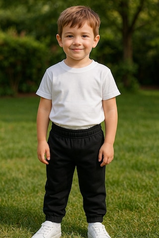 Erkek Çocuk %100 Pamuk Beli Ve Paçası Lastikli Eşofman Altı - Siyah 2-3 Yaş 8-9 Yaş Siyah