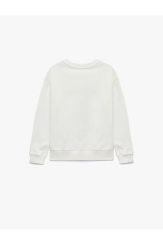 Koton Uzun Kollu Bisiklet Yaka Baskılı Sweatshirt Ekru 7wkb10183tk