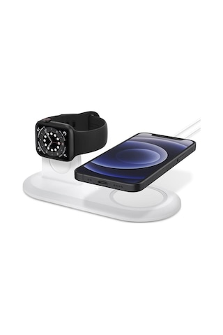 Spigen Magfit Duo 2In1 Magsafe & Apple Uyumlu iOS Watch Ile Stand Doc Black