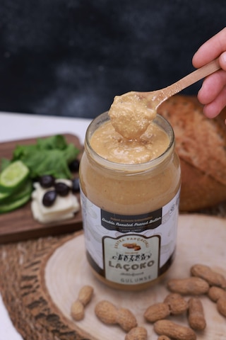 Laçoko Kişiye Özel Şekersiz Saf Katkısız Fıstık Ezmesi Glutensiz Vegan Doğal Çifte Kavrulmuş Parçacıklı Extra Crunchy Yer Fıstığı Ezmesi 1 KG