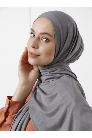 Şaless Likralı Penye Şal - Füme