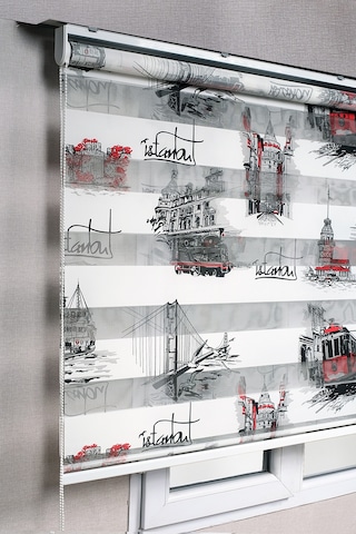 Istanbul Desenli Zebra Stor Güneşlik Perdeler
